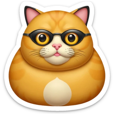 Un gato negro gordito con los ojos de color amarillos sentado sticker