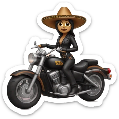 Sombrero girl in leather on a motorcycle sticker