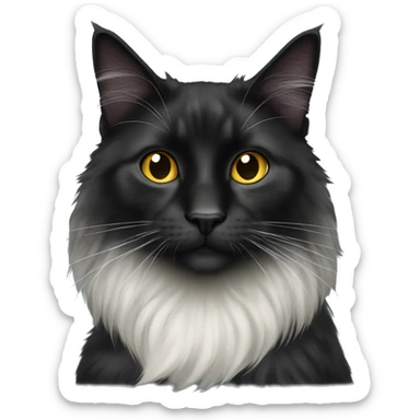 Black domestic longhair cat sticker
