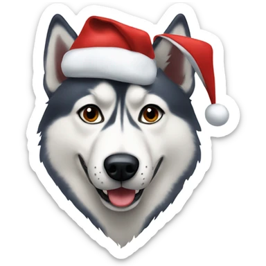 Husky with eye eyes wearing a Santa cap sticker