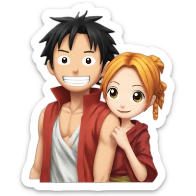 Luffy wity Nami cute sticker