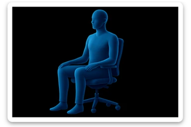 person sitting on ergonomic chair with perfect posture, comfortable and relaxed, black solid background, front view (Inspire style graphic i send you) sticker