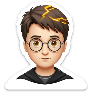 Harry Potter with round glasses and lightning scar sticker
