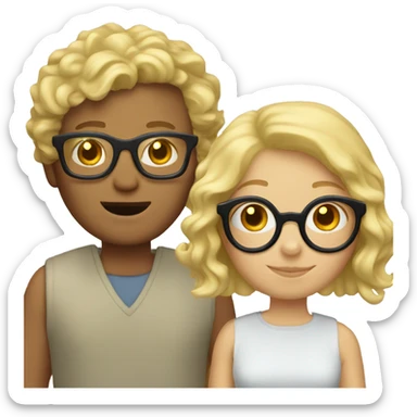 Short wavy blonde hair and glasses guy sticker