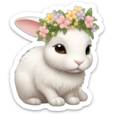 sleepy bunny with flower crown sticker
