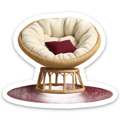 Cozy cream papasan chair with maroon pillow and cozy blanket sticker