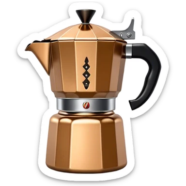 Cinematic Realistic Moka Pot Pop Culture Emoji, featuring an iconic Italian coffee maker rendered with classic charm and warm, inviting lighting. sticker
