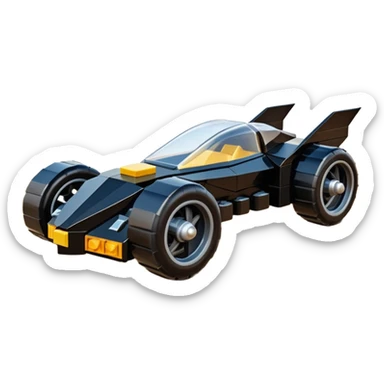  the animated series aerodynamic Lego futuristic Batmobile loosely based on 1936 school bus (flat long straight faceted mechanical body) stealthy town hot rod desert dirt racing buggy  sticker