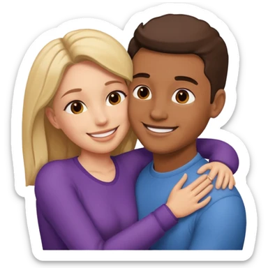 Two people hugging facing each other, one male one female sticker