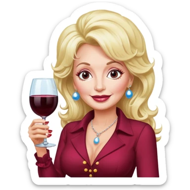 Dolly Parton with a huge glass of wine sticker