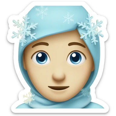 Ideal iPhone Yellow emoji face with light blue snowflakes replacing  eyes  sticker