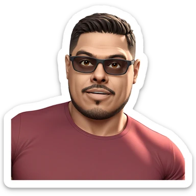 muscular man in red shirt sticker