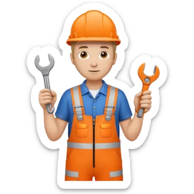 Engineer in orange hi-vis overalls facing away sticker
