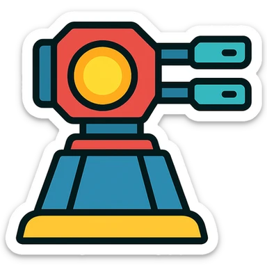 sci fi turret color outline icon with energy core sticker