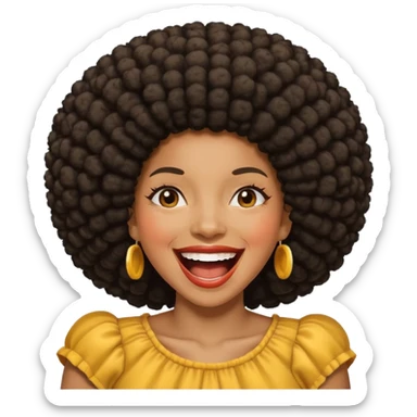 Black woman with an afro laughing hard sticker