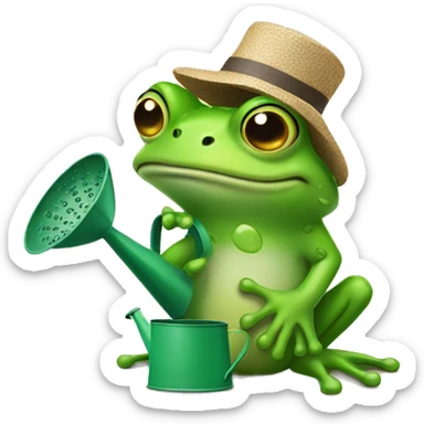 frog with watering can sticker