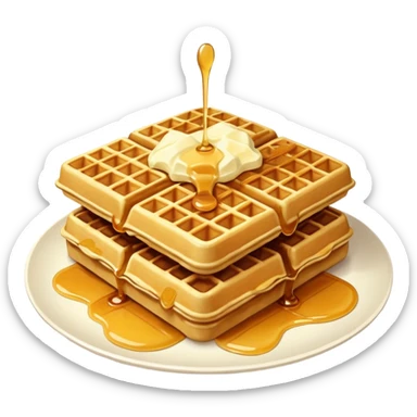 plate of waffles with butter and syrup sticker