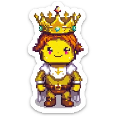 powerful character with golden crown, glow, striking background sticker