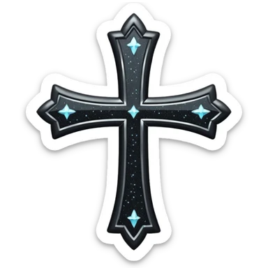 Glitter black cross sticker