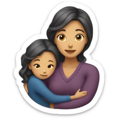 two woman (mon and girl) embrace warmly together sticker