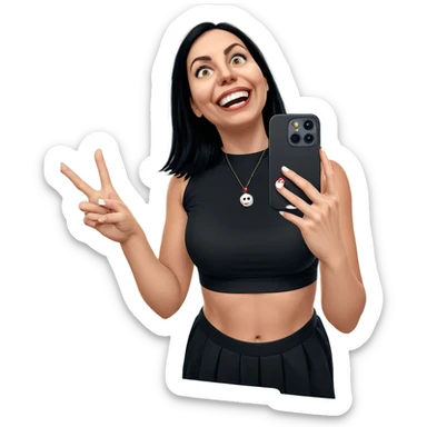 smiling girl in horror themed selfie sticker