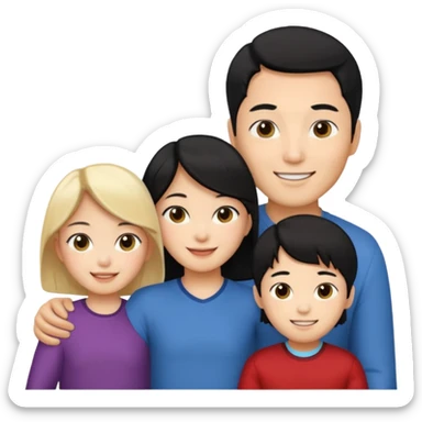 Family korean male x blonde female + black hair kid sticker