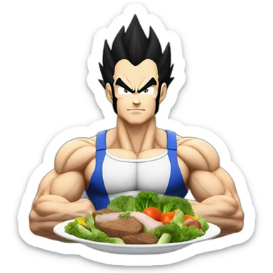 Vegeta eating a bulking meal sticker