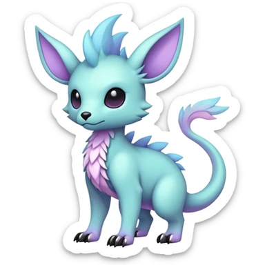 cool colorful dark pastel edgy fantasy animal hybrid Fakemon full body sticker