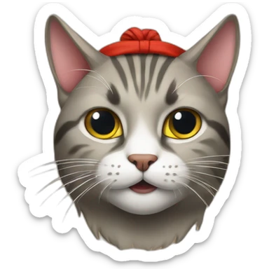 cat with rambo head band sticker