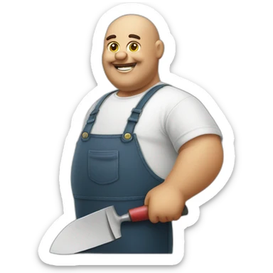 big fat man portuguese with trowel sticker