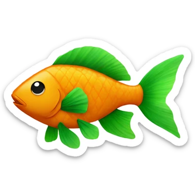 Orange fish with legs and green boots sticker
