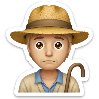 a sad man with luffy hat sticker