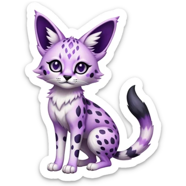 Kawaii Cute Edgy Black Purple White ethereal eldritch Serval-Fionbri-Vernid full body sticker
