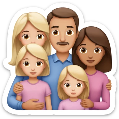 Family with mother, father and three little girls sticker