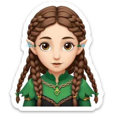 elves with braided brown  hair old man black dress  sticker