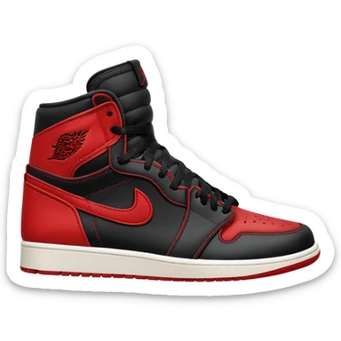 Jordan 1 sneaker, black and red Bred colorway sticker