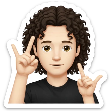 Eddie the freak from stranger things with his iconic hand sign like this "🤟" over his head sticker