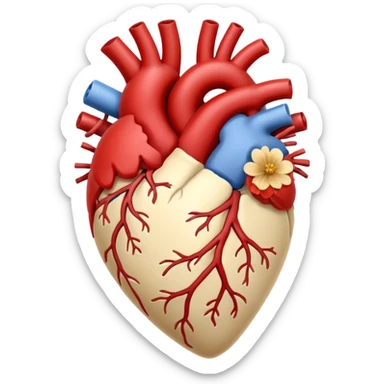 Anatomy heart + beige flower sticker