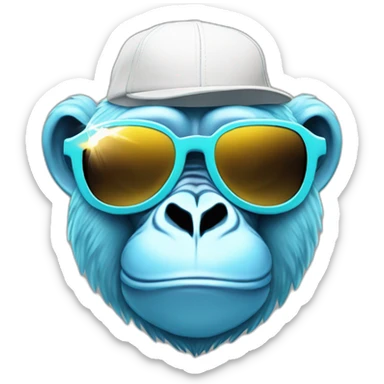 light blue gorilla tag monkey with angel wing hat and chromatic sunglasses sticker