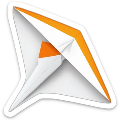 Half orange, half white Paper airplane sticker
