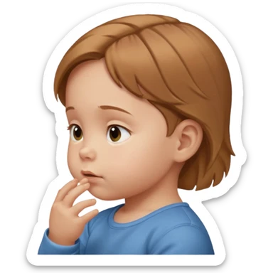 a baby in profile, head upwards, thinking sticker