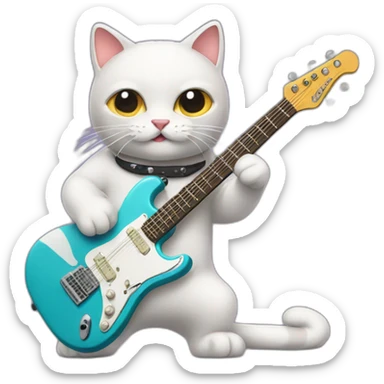 a cat playing electric guitar sticker