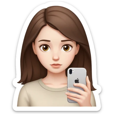 pale brunette girl on her iphone eyes down sticker
