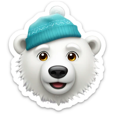 Polar bear with Christmas hat sticker