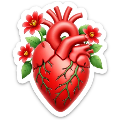 Real heart with made my red flowers tiny sticker