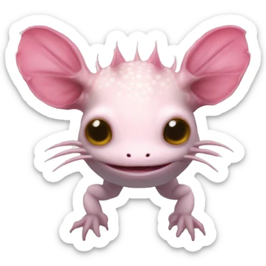 An axolotl head with no mouth and stick legs with no body just a head with stick legs an axolotl sticker