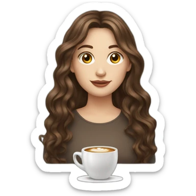 wavy hair brunette white girl with coffee sticker