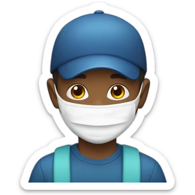 A boy with facemask sticker