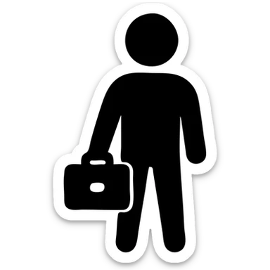 a person with a briefcase sticker