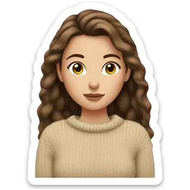 Brunette white girl cozy autumn vibe wearing sweater sticker